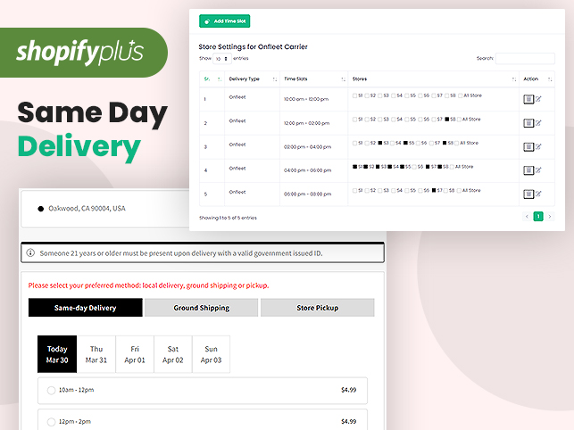 Webgarh Shopify Custom Apps Portfolio -  Same Day Delivery